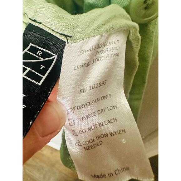 THAKOON COLLECTIVE Green Linen Blend Front Button Oversized Blazer Size 6 - Picture 12 of 14